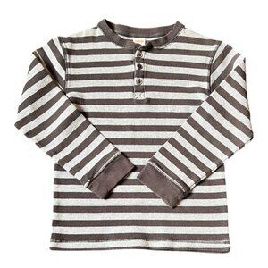 Gymboree Kids 100% Cotton Light & Dark Gray Striped Long-Sleeve Shirt, Size 10